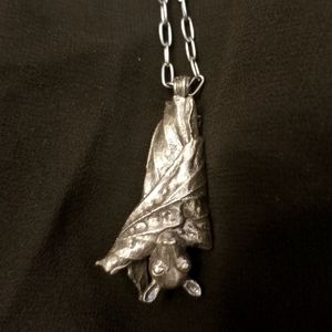 BN Sterling Silver Chase and Scout Spring Bat Flying Fox Pendant Necklace